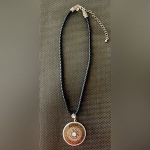 Lia Sophia Black and Gold Pendant Necklace